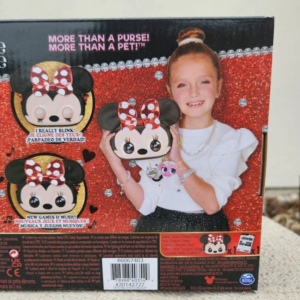 NEW Disney Minnie Mouse Purse Pets Interactive Toy Plush Shoulder Bag Crossbody